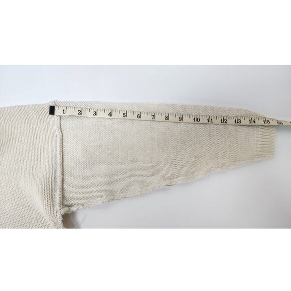VTG Sweater Teas White Cotton 3/4 Sleeve Blouse Women's Small Lightweight Top - Picture 6 of 7